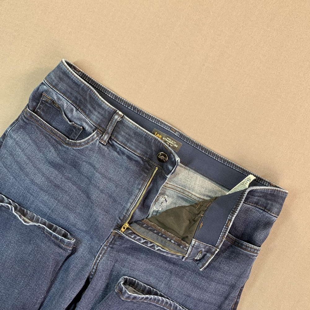 Lee Jeans Women 16 Short 36x28 Blue Regular Straight Leg Mid‎ Rise Flex Motion